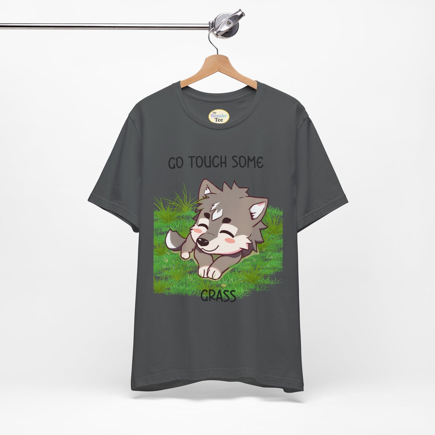 Go Touch Some Grass – Chibi Wolf Tee (Bang Chan Inspired)