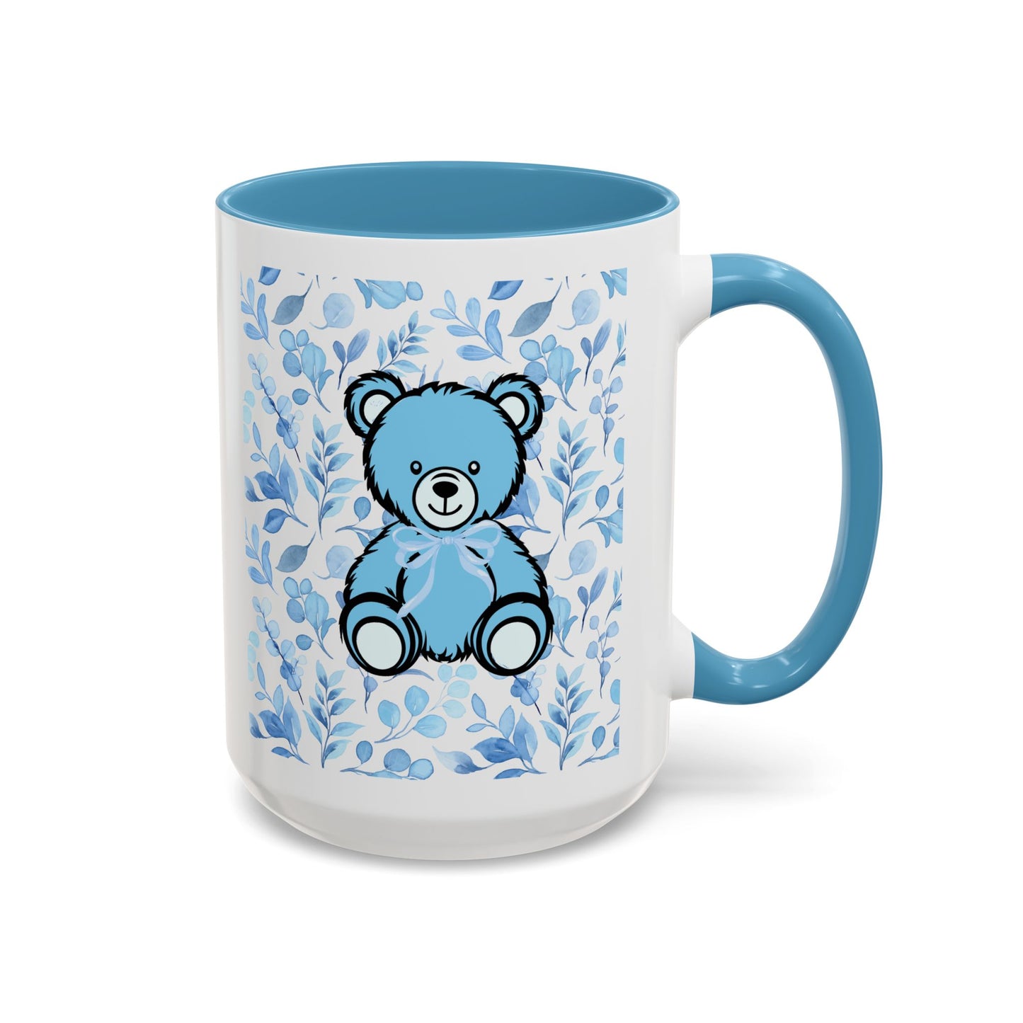 Coffee Mug - Coquette Blue Teddy Bear Design w/ Light Blue Interior