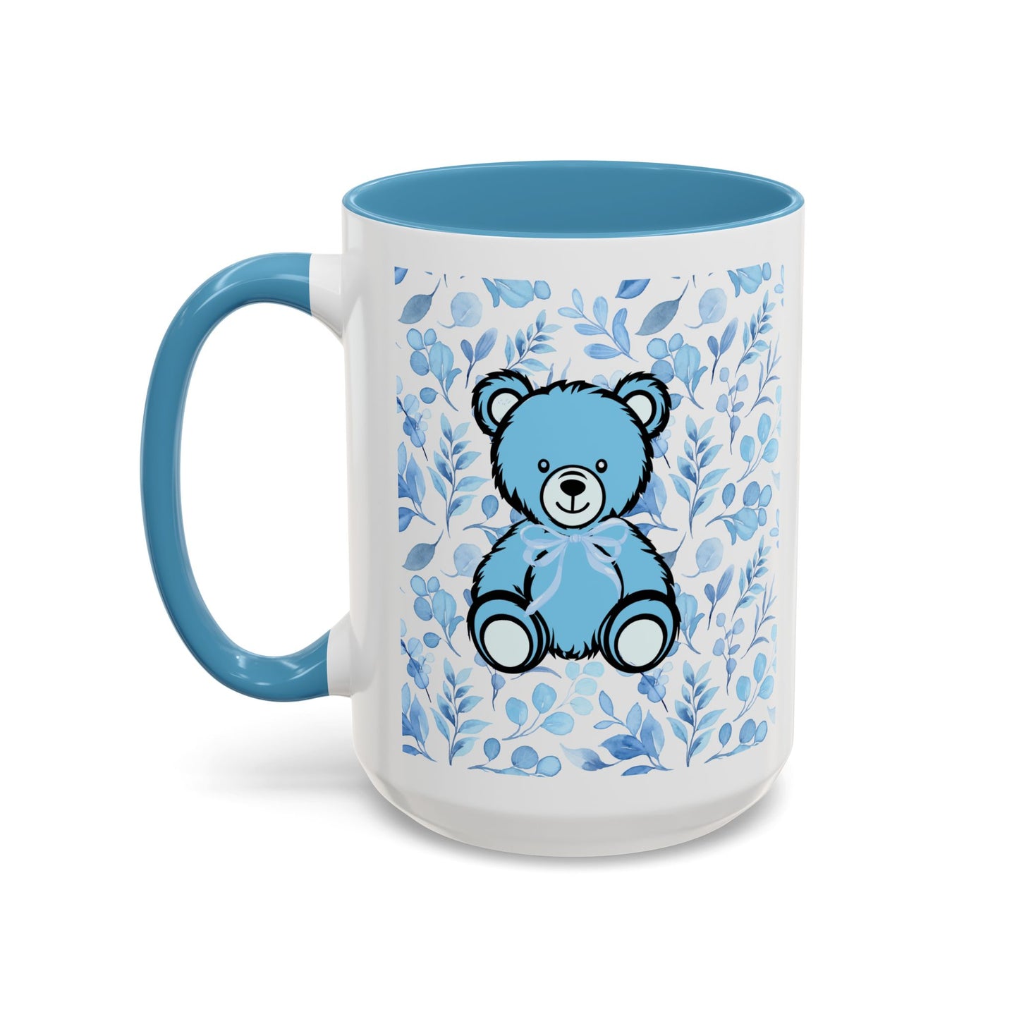 Coffee Mug - Coquette Blue Teddy Bear Design w/ Light Blue Interior