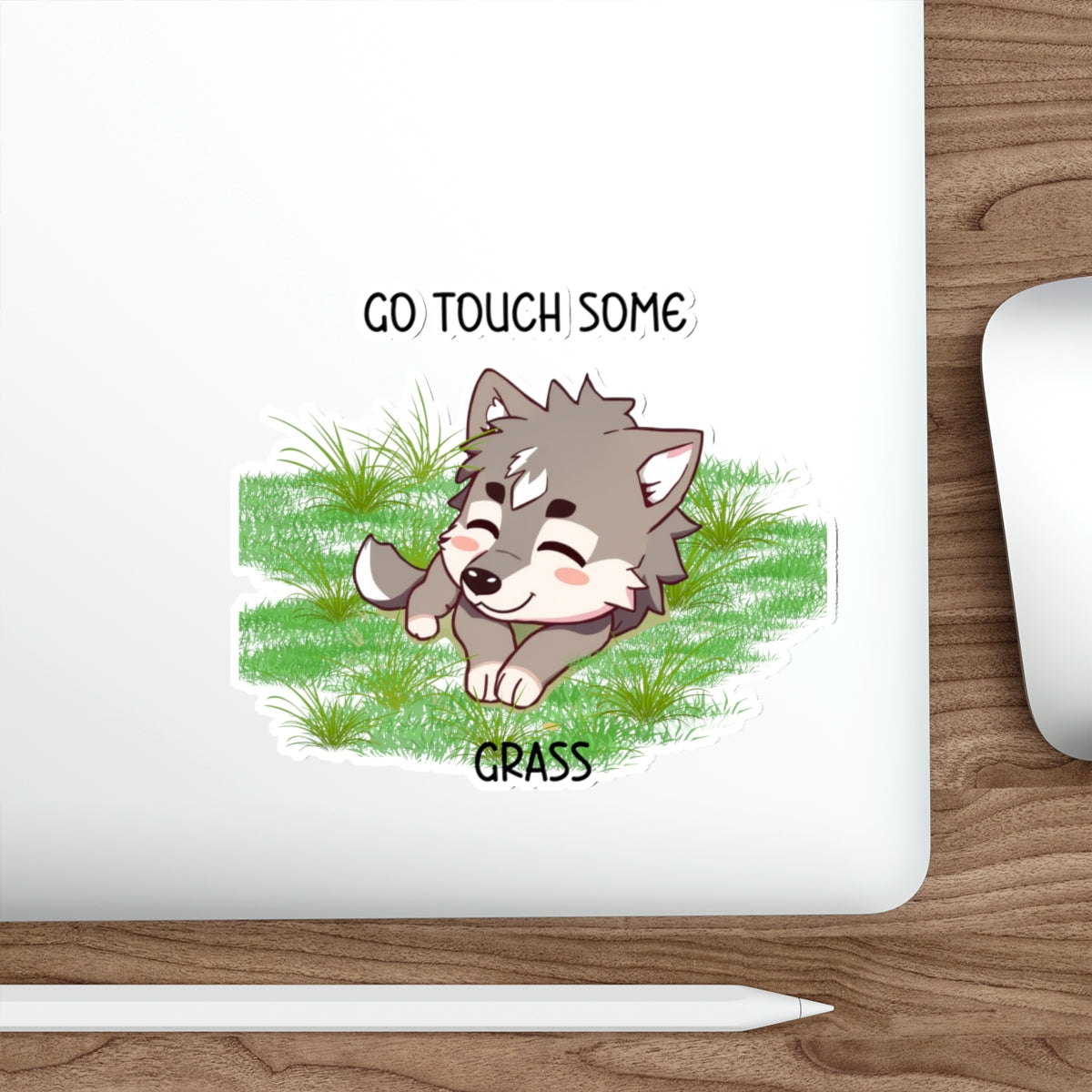 Go Touch Some Grass Sticker – Bang Chan’s PSA (Chibi Wolf Edition)