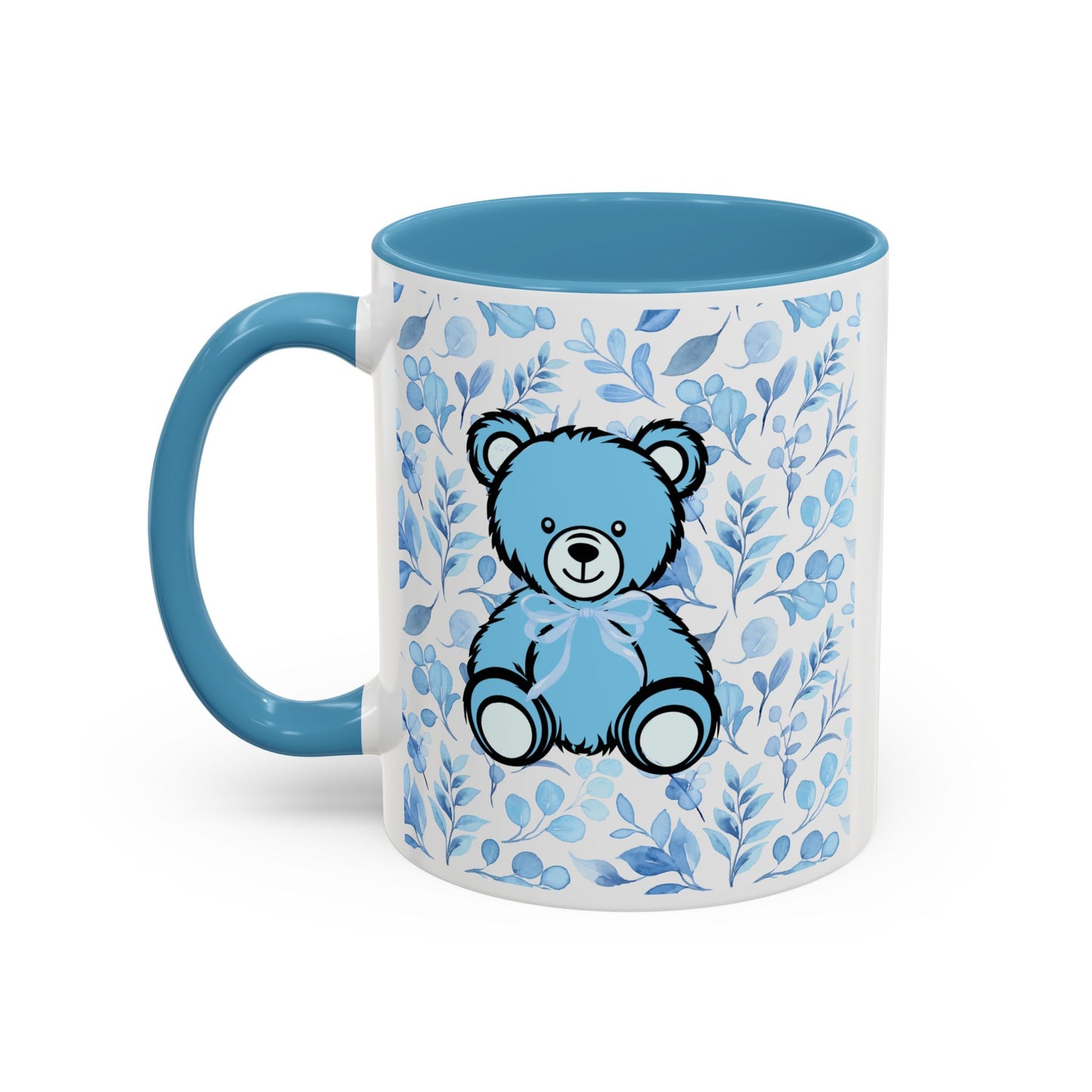 Coffee Mug - Coquette Blue Teddy Bear Design w/ Light Blue Interior