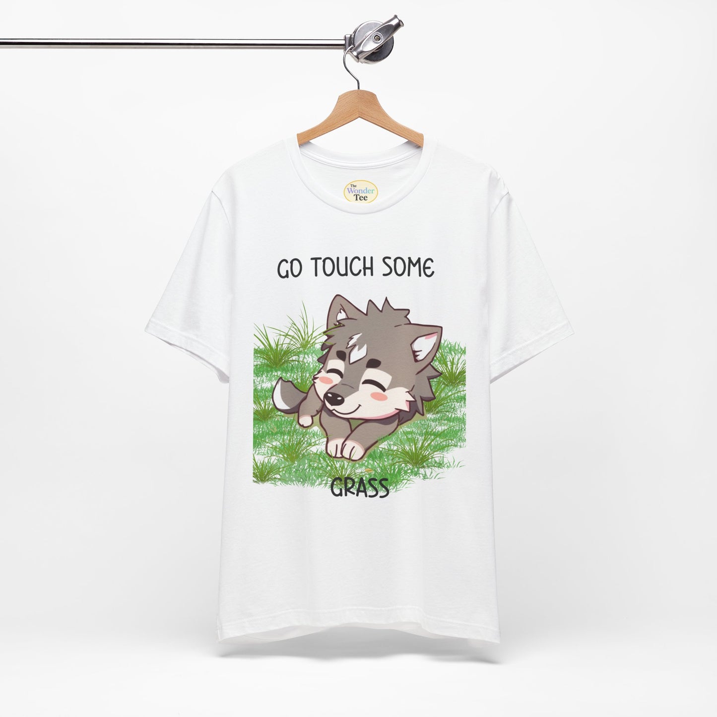 Go Touch Some Grass – Chibi Wolf Tee (Bang Chan Inspired)