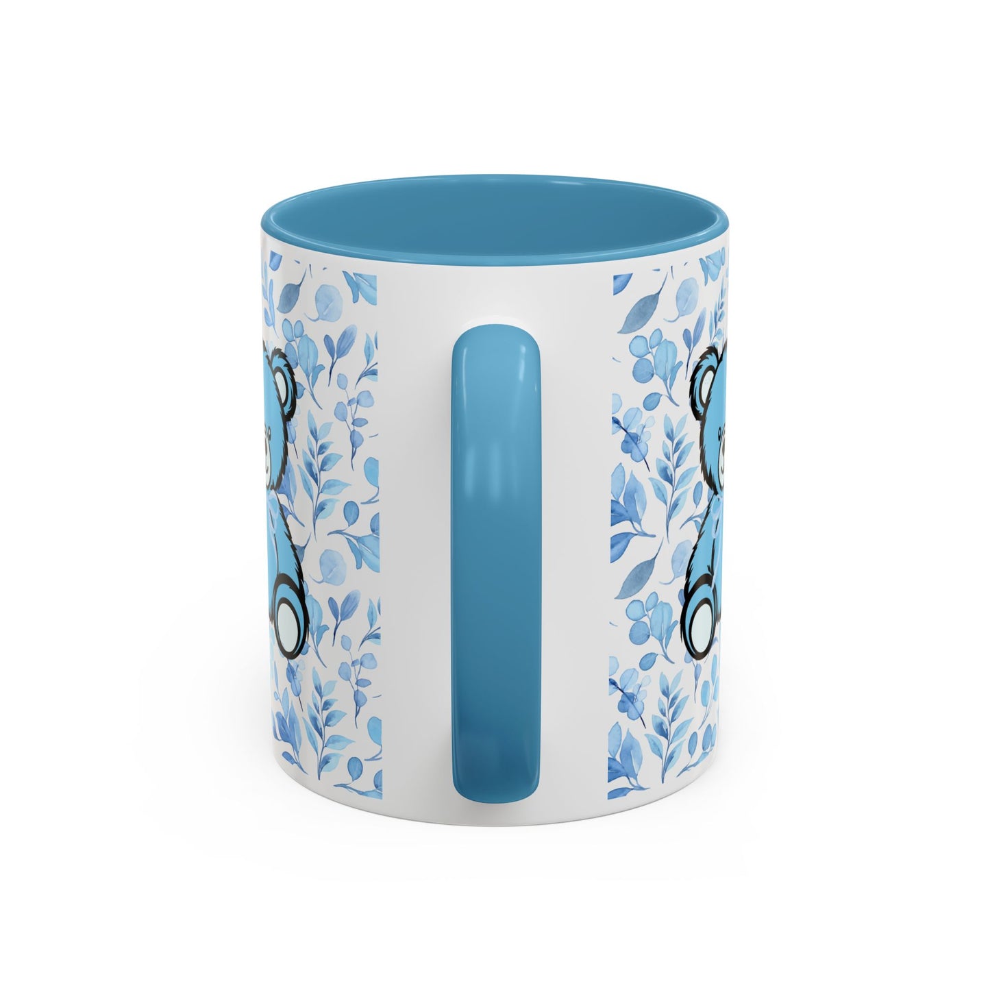 Coffee Mug - Coquette Blue Teddy Bear Design w/ Light Blue Interior