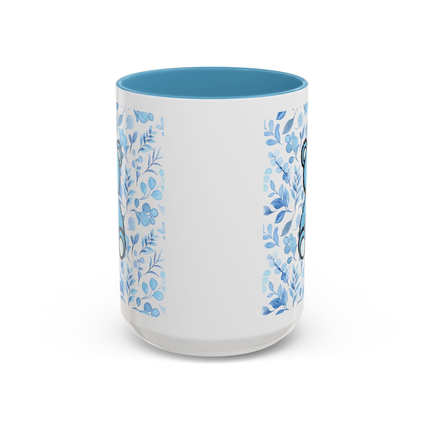 Coffee Mug - Coquette Blue Teddy Bear Design w/ Light Blue Interior