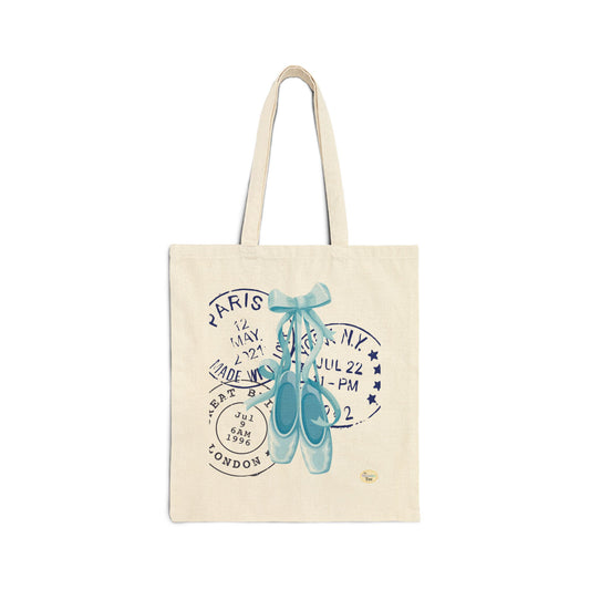 Ballet Letters Canvas Tote – Blue Pointe & Postal Stamp Print