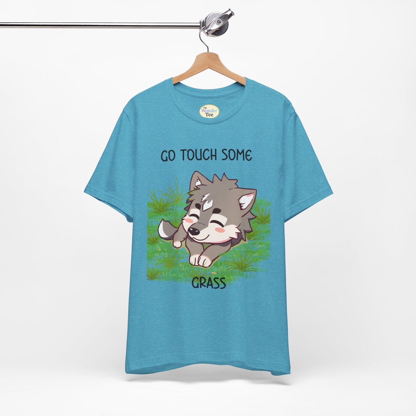 Go Touch Some Grass – Chibi Wolf Tee (Bang Chan Inspired)