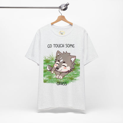 Go Touch Some Grass – Chibi Wolf Tee (Bang Chan Inspired)