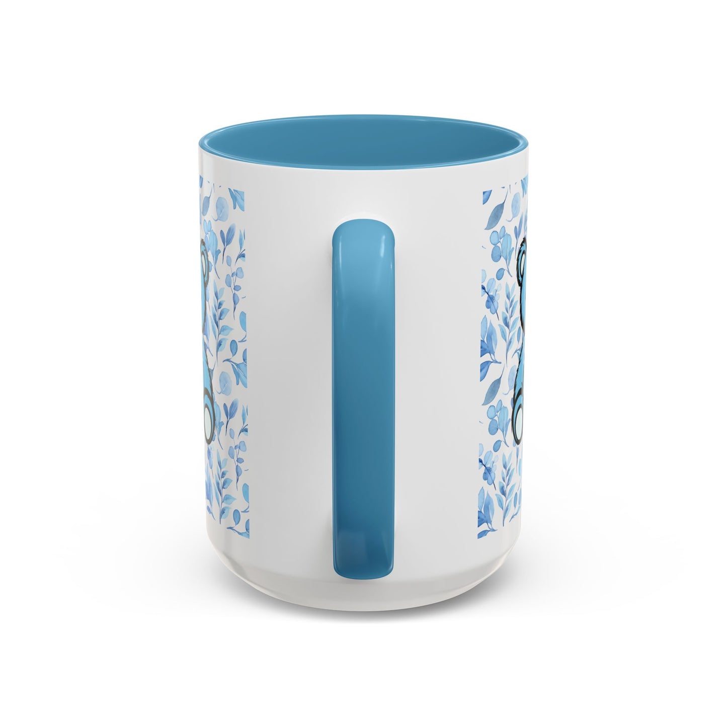 Coffee Mug - Coquette Blue Teddy Bear Design w/ Light Blue Interior