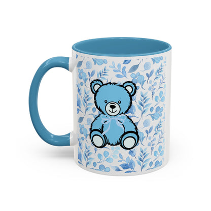 Coffee Mug - Coquette Blue Teddy Bear Design w/ Light Blue Interior