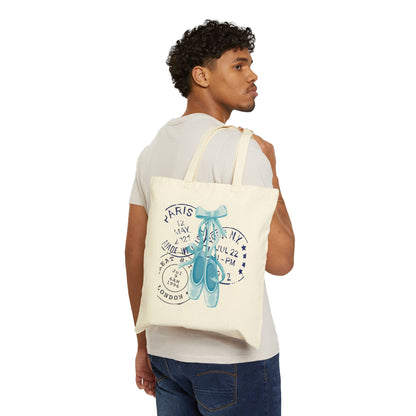 Ballet Letters Canvas Tote – Coquette Blue Pointe & Postal Stamp Print