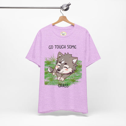 Go Touch Some Grass – Chibi Wolf Tee (Bang Chan Inspired)