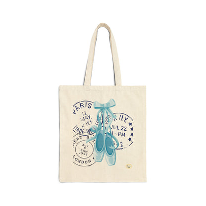 Ballet Letters Canvas Tote – Blue Pointe & Postal Stamp Print